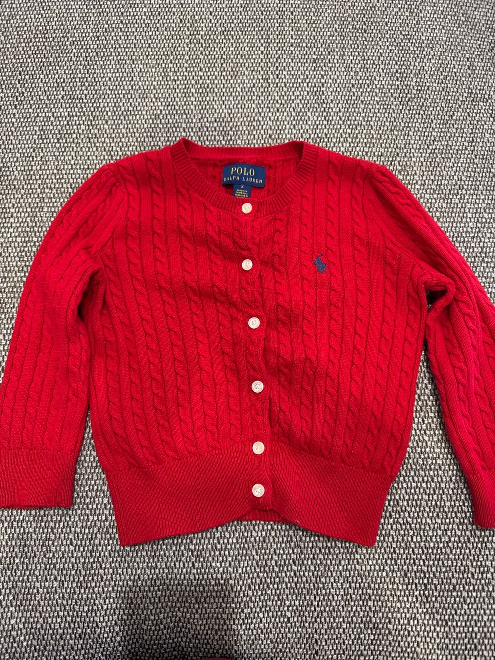 Polo by Ralph Lauren Red Cable Knit Cardigan with buttons